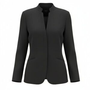 Zanella Blazer SZ 4 Black NWOT ITALY Hidden Button Row Nehru Collar Lined